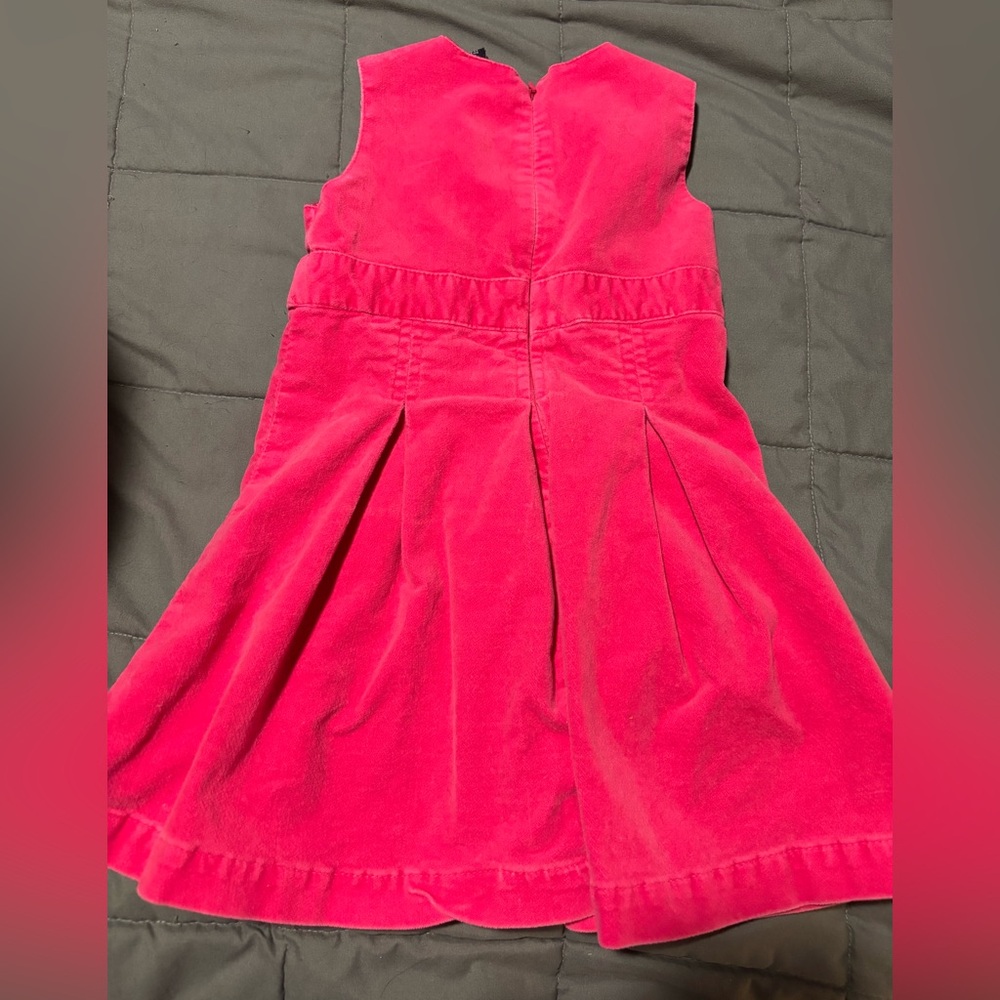 BABY GAP VINTAGE Bright Pink Velvet Toddler Dress Size 18M - Picture 6 of 8